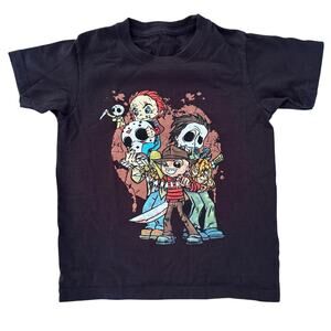 Kids' Horror Babies Halloween Black T-Shirt Freddy Jason Chucky Michael Size 4-5